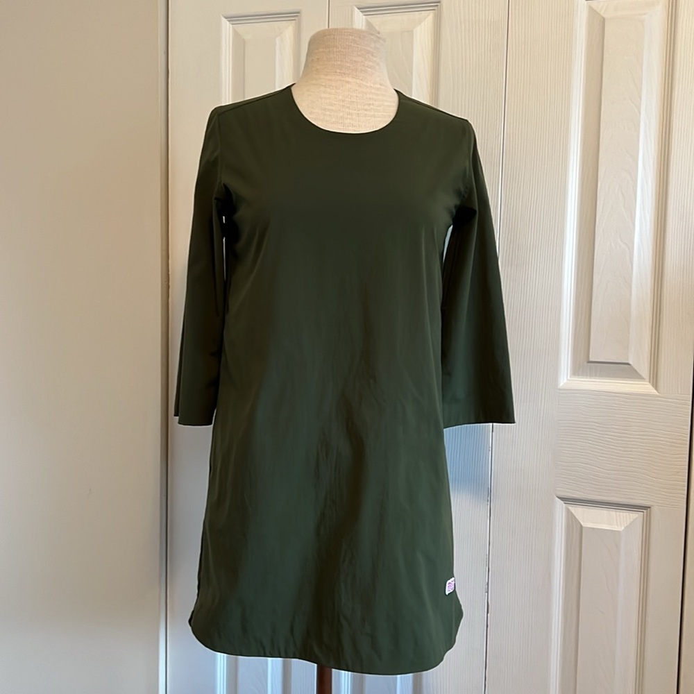 Topo Designs Olive Green Pullover Round Neck Mini Dress Size XS